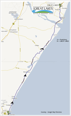 Route from Pondicherry to Campus